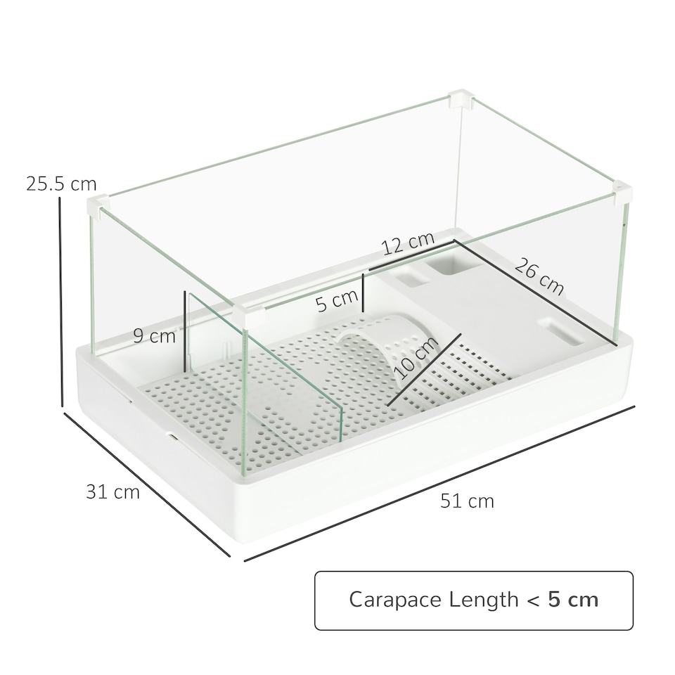 image 1 of PawHut Turtle Tank, Glass Tank w/ Basking Platform, Reptile Habitat
