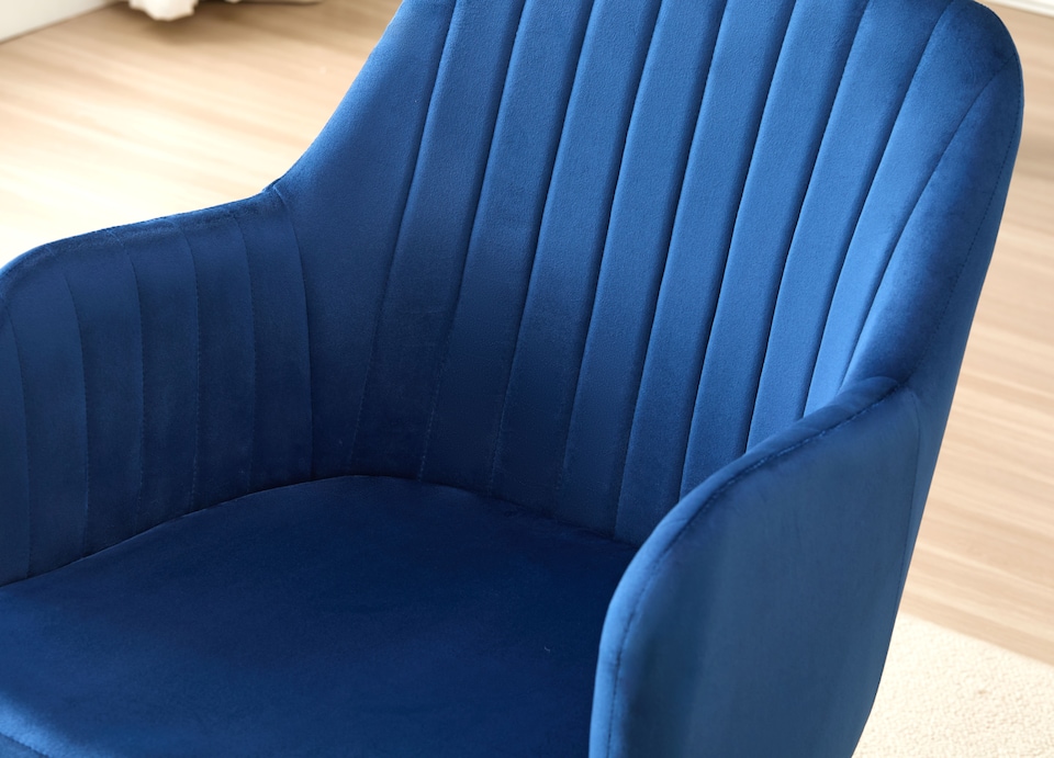 image 1 of Colorado Dining Table with 4 Charlotte Velvet Chairs | Blue | 5