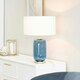 image 1 of ValueLights Leigh Navy Blue Glass and Gold Detail Table Lamp Base White