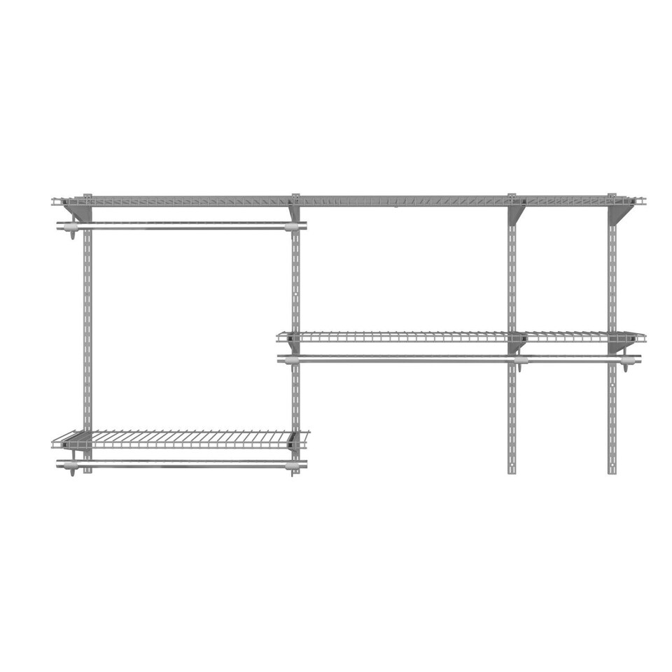 image 1 of COSTWAY Wall Mounted Closet System Hanging Organizer Rack Grey | One Size