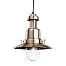Classic 1 Light Dome Ceiling Pendant Brushed Steel, Clear Glass, E27