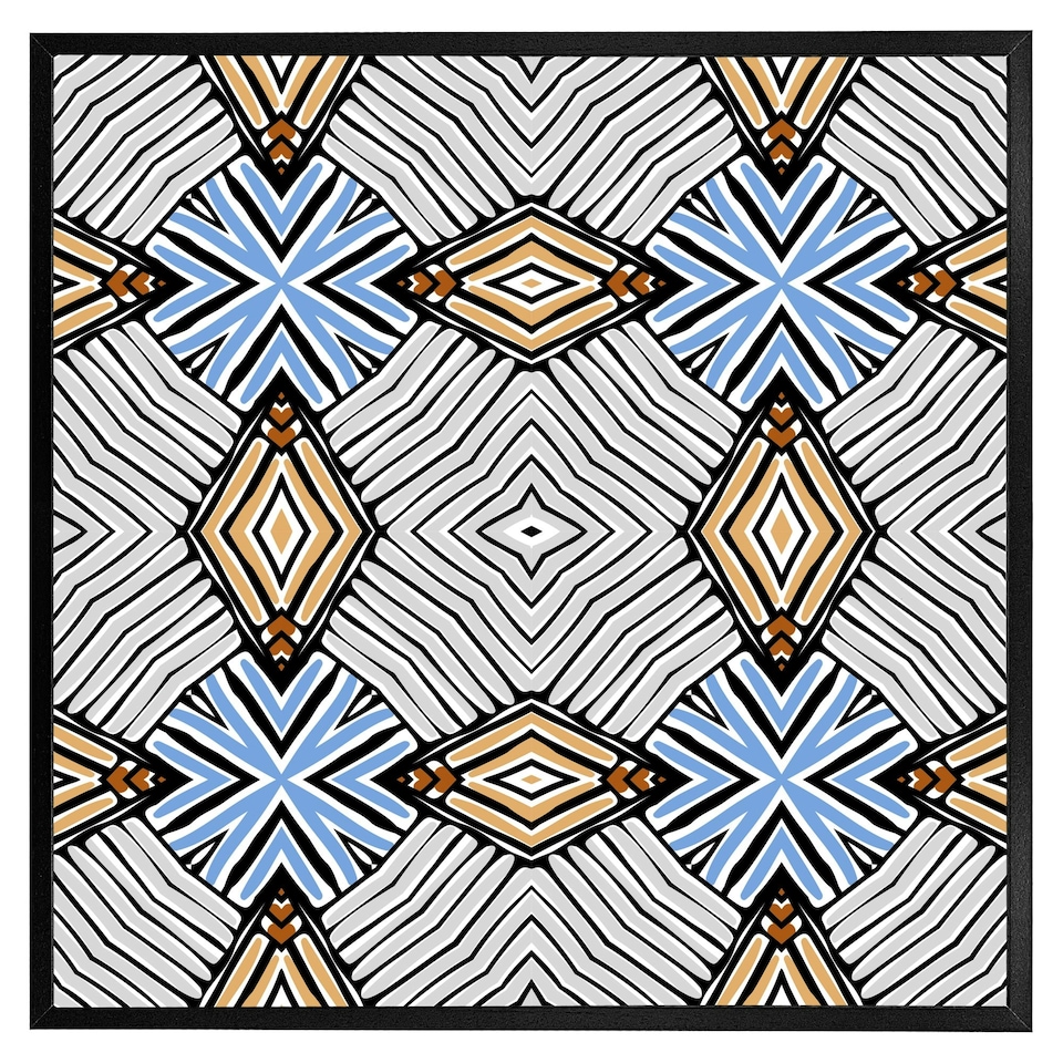 image 1 of Abstract geometric shapes & hand drawn brush stokes (Picture Frame) | Grey | M