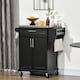 image 2 of HOMCOM Wooden Kitchen Island on Wheels, Serving Cart Storage Trolley with Stainless Steel Top, Drawer, Side Handle and Rack, Black