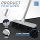 image 6 of Stiff Bristle Indoor Broom Silver Sweeping Brush for Tiles, Wood & Carpet Metal Handle Kitchen Floor Sweeper