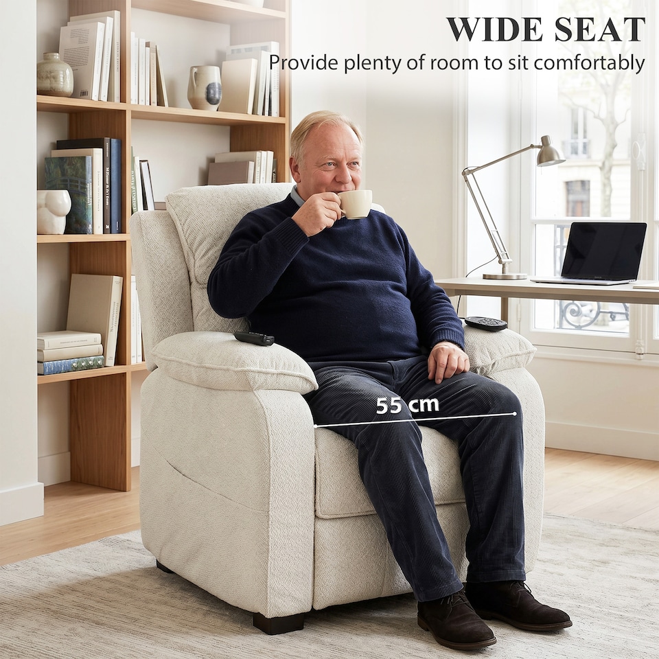 image 1 of HOMCOM Power Recliner Chair with Massage and Heat, Spring Seat