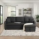 image 10 of Sofabed 3 Seater Reversible Sectional Sofa Sleeper Set with Storage Chaise, Built-in Cupholder, Decorative Rivets, Pull-out Bed, and Dark Grey Fabric Grey
