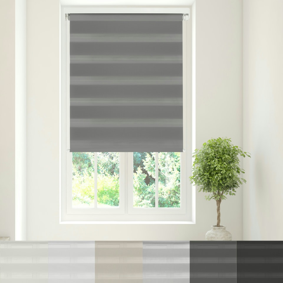 Day/Night Roller Blind 180cm x 210cm Grey | Dark Grey