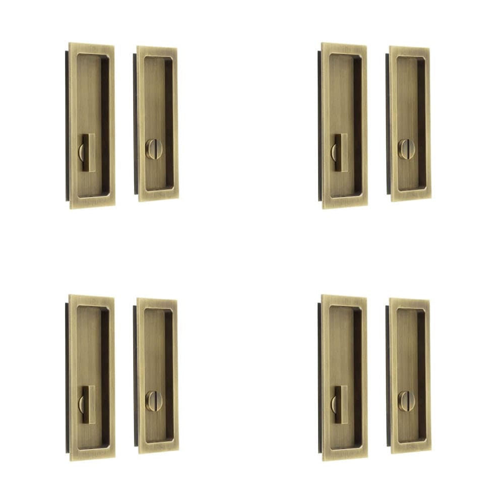 4 PACK Antique Brass Rectangular Turn & Release Privacy Lock for Doors - Door Handle