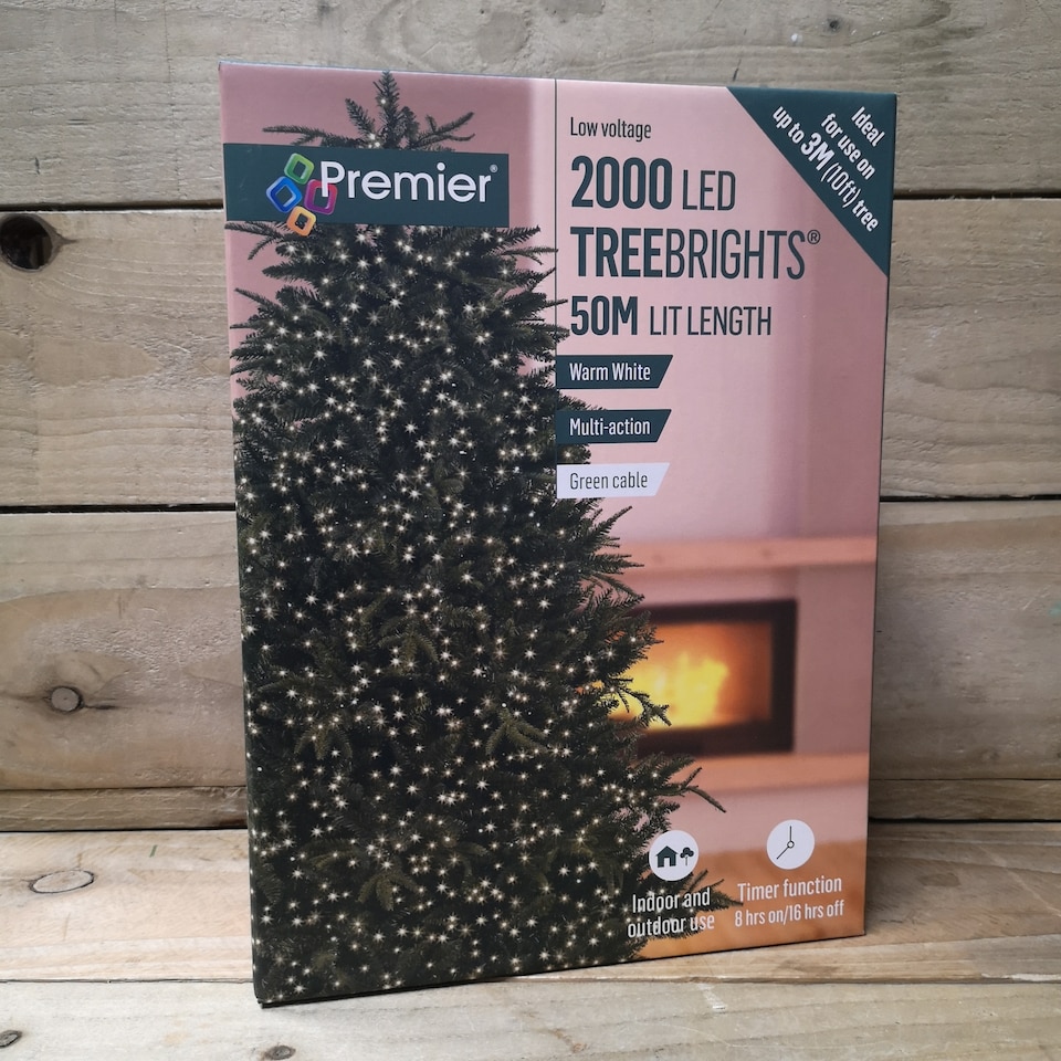 image 1 of 2000 LED 50m Indoor Outdoor Christmas Multi Function Mains Operated String Lights with Timer in Warm White | White | Warm White