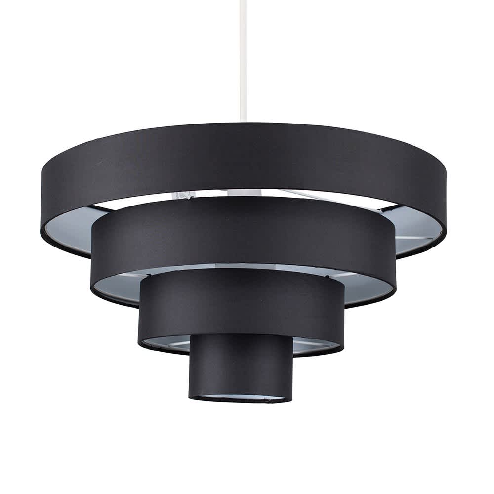 ValueLights Nevada Pair Modern 4 Tier Black Ceiling Pendant Shades Black
