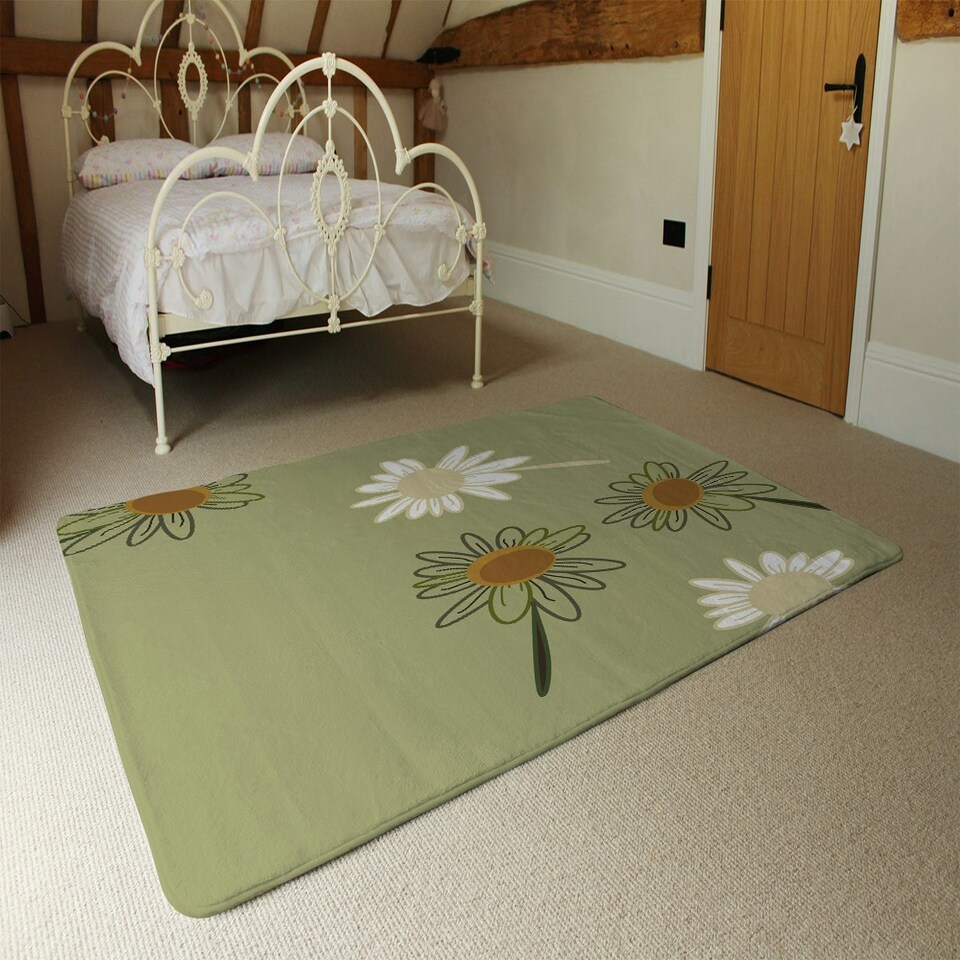 image 1 of Patterns and shapes in the style of scrapbooking (Rug) Green | Large: 140x200cm