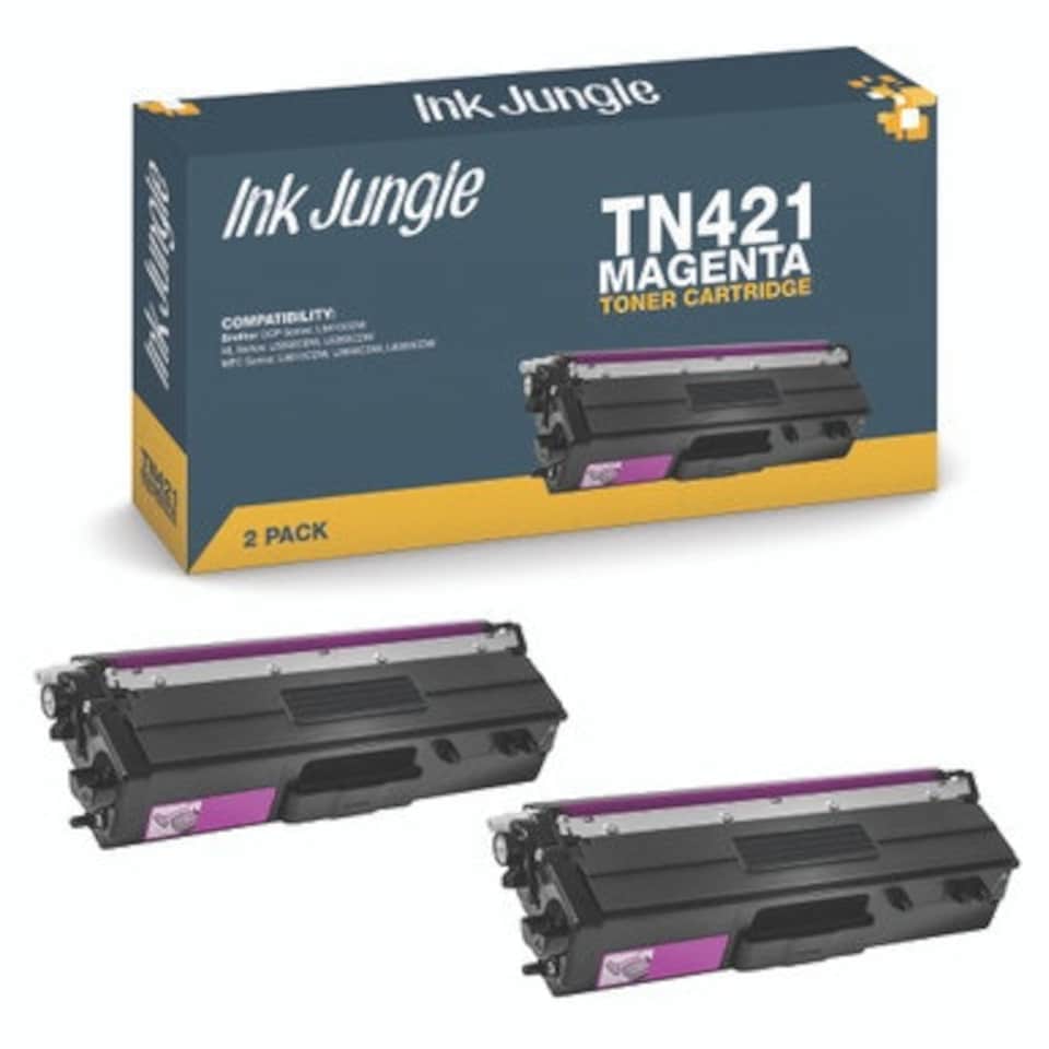 image 1 of 2x Compatible Brother TN421 Magenta Toner Cartridges Pink