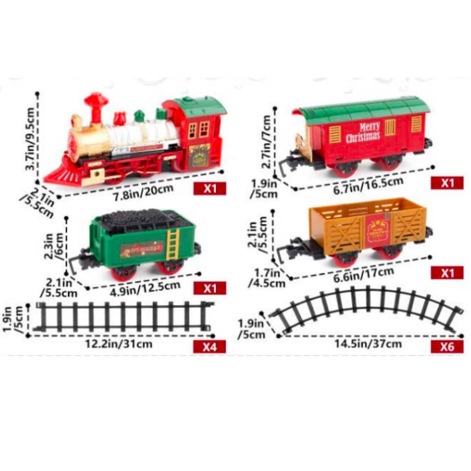 image 1 of Rexco Deluxe Train Set Around Christmas Tree Track Toy Lights Musical Party Xmas Gift