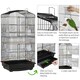 image 4 of Yaheetech 104.5 cm Tall Open Top Metal Birdcage Parrot Cage Black
