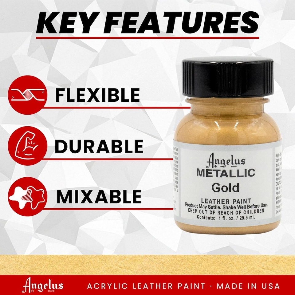 image 1 of Angelus Metallic Leather Paint for Sneaker Customs and Shoes 1oz