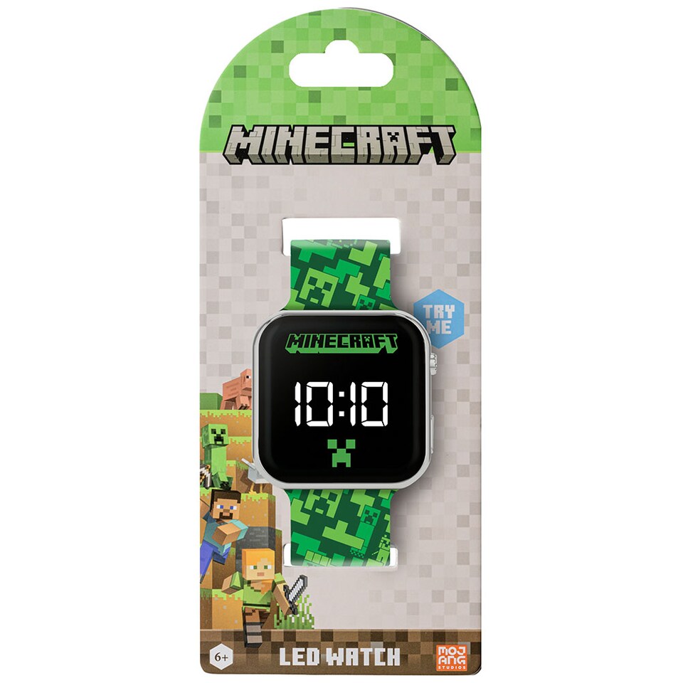 image 1 of Minecraft Childrens/Kids LED Digital Watch | Green | Green/Black | 1