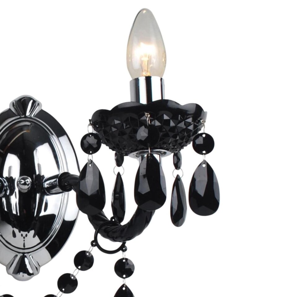 image 1 of Set of 2 Black Acrylic and Chrome Marie Therese Style 2 x 40W Wall Light | Black | Chrome | 2