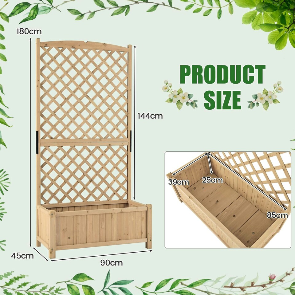 image 1 of COSTWAY Raised Garden Bed Outdoor Plant Container Natural N/A