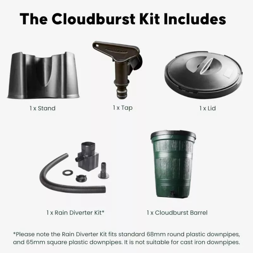 image 1 of Cloudburst 200 Litre Water Butt Kit | Green | Green | 200 Litre | 1