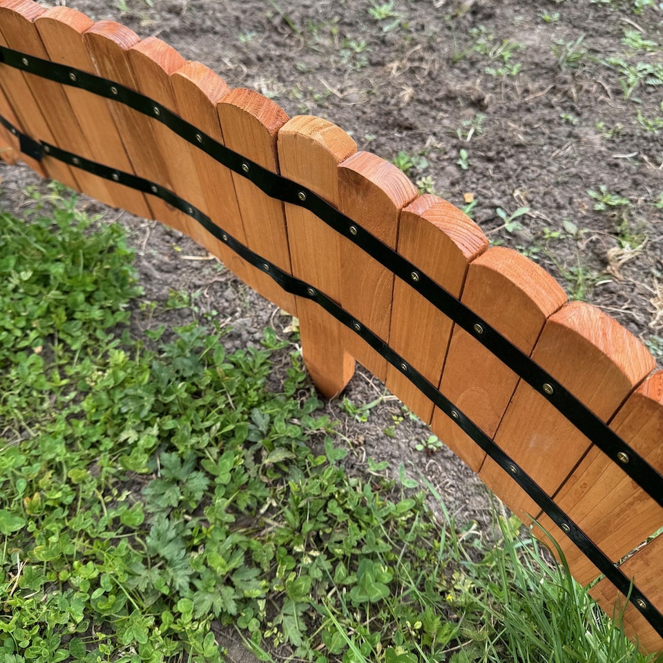 image 1 of Wooden Log Roll Style Garden Lawn Edging (70cm x 20cm) - 6 Panels