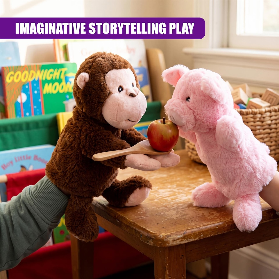 image 1 of The Magic Toy Shop Animal Hand Puppets Set of 6 Storytelling Kids Toys
