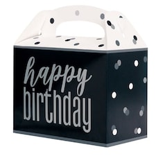 Black Glitz Happy Birthday Paper Party Box - Pack of 6