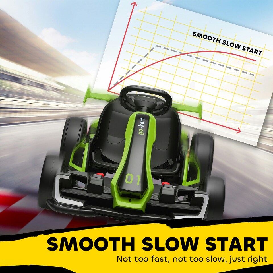 image 1 of HOMCOM 24V Electric Go Kart for Kids with Adjustable Seat, Green