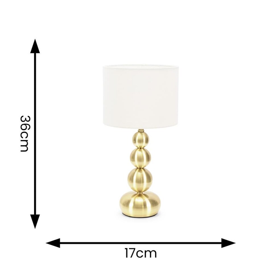 image 1 of ValueLights Marissa Brushed Gold Stacked Ball Table Lamp Light and Bulb