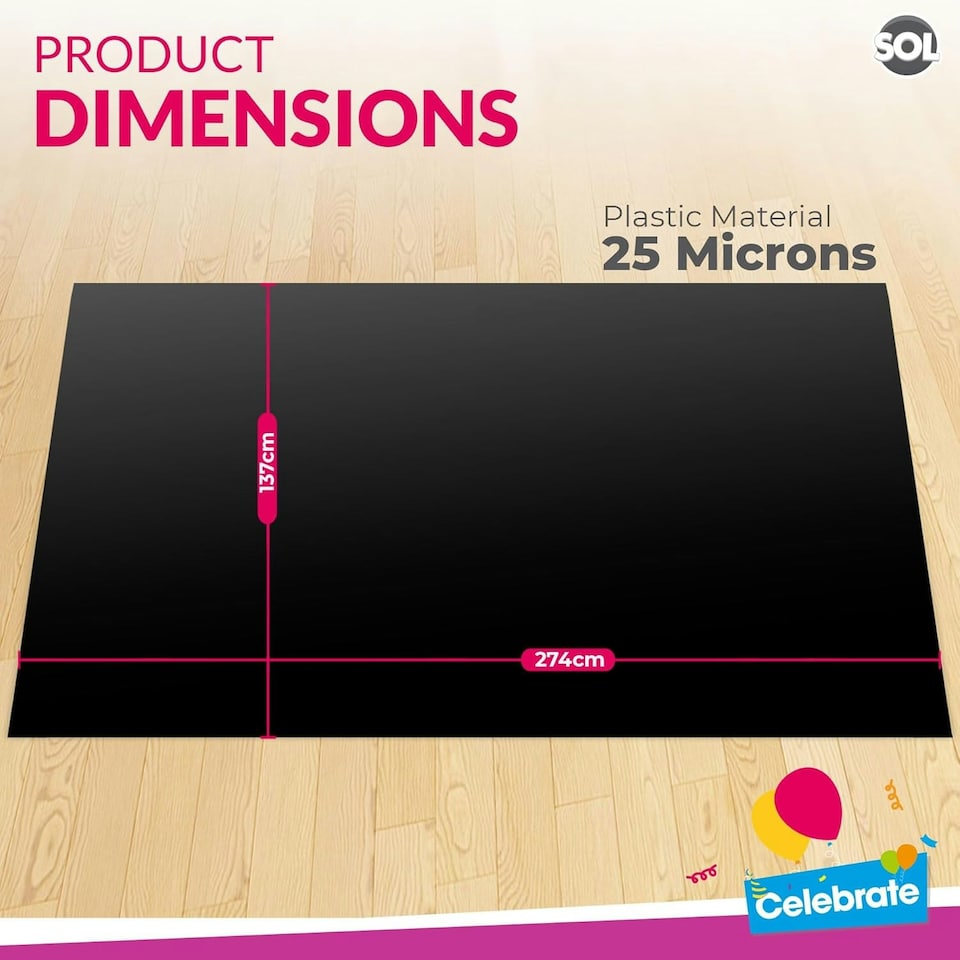image 1 of SOL 4pk Long Black Table Cloth Party 274x137cm Plastic Cover Tablecloth Black
