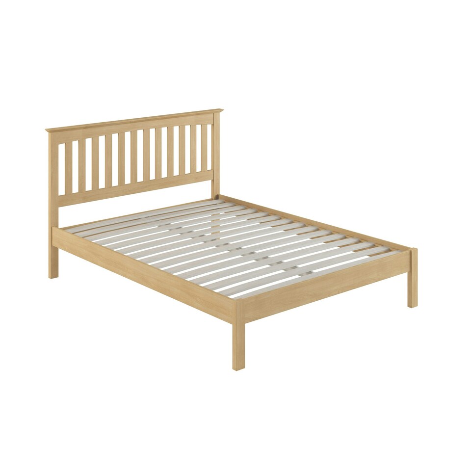 image 1 of Dunkeld Solid Wooden Oak Low Footboard Shaker Style Bed Frame (Double) | Brown | Oak | Double