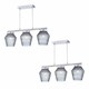 image 1 of First Choice Lighting Set of 2 Fraser Smoked Textured Glass 3 Light Pendant Bars Chrome | Clear