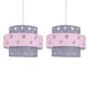 image 1 of Pair of Pink and Grey Star Two Tier Light Shades | Grey | Pink | Large | 2