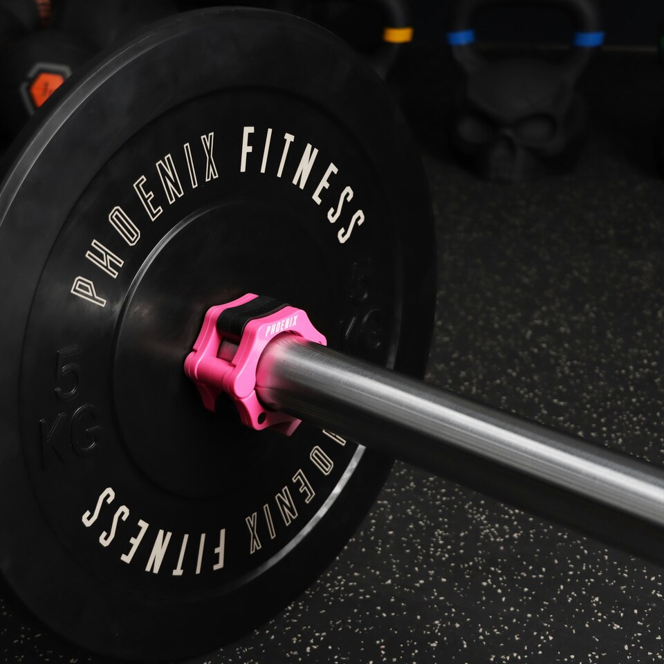 image 1 of Phoenix Fitness Barbell Clamps 2 Inch Pink