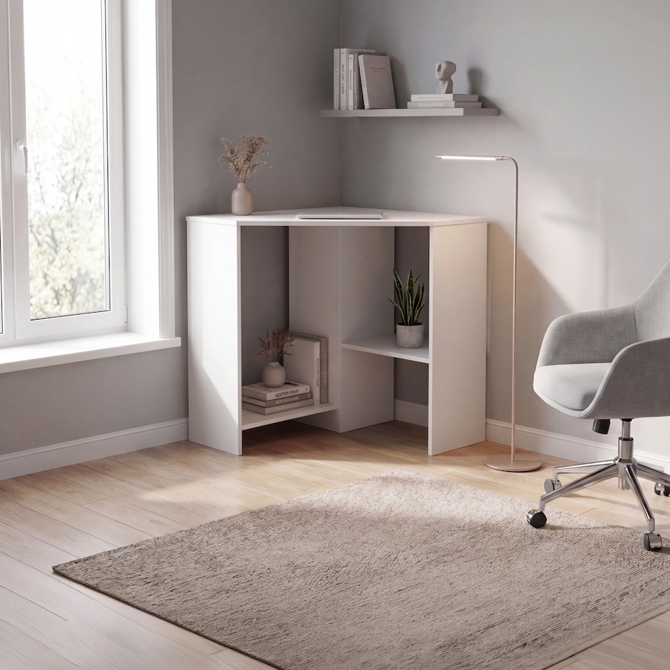 image 1 of Vida Designs Hetton Corner Computer Desk 2 Shelf Home Office Workstation