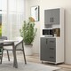 image 2 of HOMCOM Modern Kitchen Cupboard with Storage Cabinets, 3 Drawers and Open Countertop for Living Room, Grey