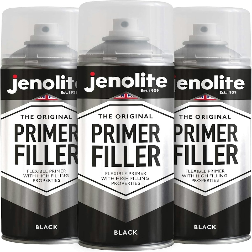 image 1 of Jenolite Primer Filler Paint - Black - 400ml Spray Can - 3-Pack