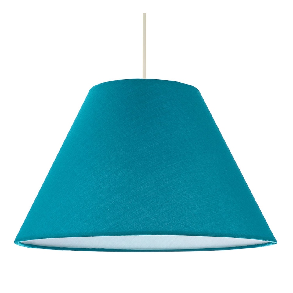 image 1 of 12" Vibrant Teal Cotton Coolie Lampshade Suitable for Table Lamp or Pendant | Blue | Teal | 1