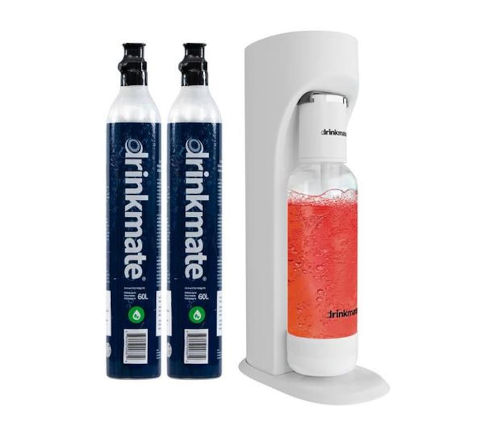 image 1 of Drinkmate OmniFizz Soda Maker, Sparkling Water Maker with x2 60L CO2 Canisters - White