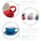 image 2 of Argon Tableware 12pc Coloured Cappuccino Cup & Saucer Set - 250ml - Red/Black - Coffee Cup Latte Cup Drinking Cup