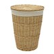 image 2 of JVL Hand Woven Acacia Round Laundry Willow Basket with Lid, Honey Finish Brown