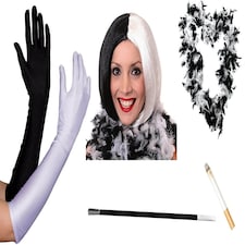Evil Dog Lady 5 Piece Costume Set - Bob Wig Black | One Size