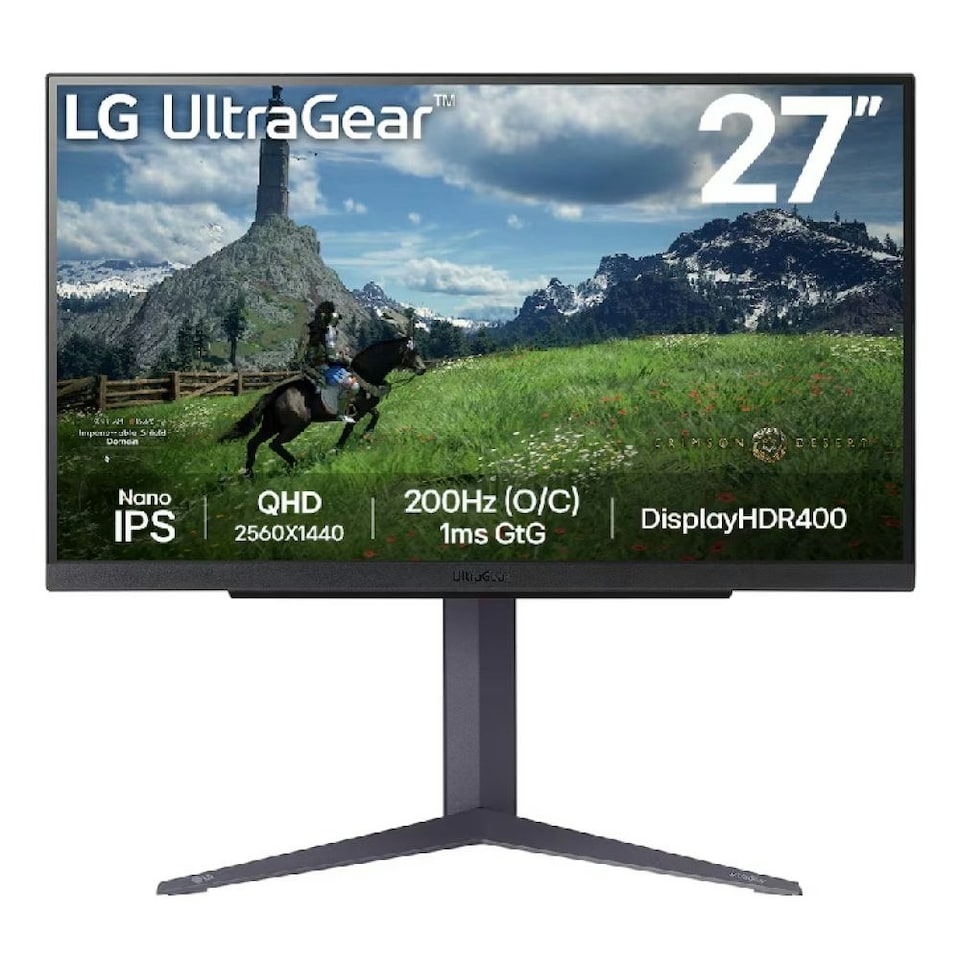 image 1 of LG UltraGear 27GS85Q-B.AEK 27" Nano IPS Quad HD 180Hz (O/C 200Hz) 1ms Height Adjustable Gaming Monitor | Black | Black | 68.6 cm (27")