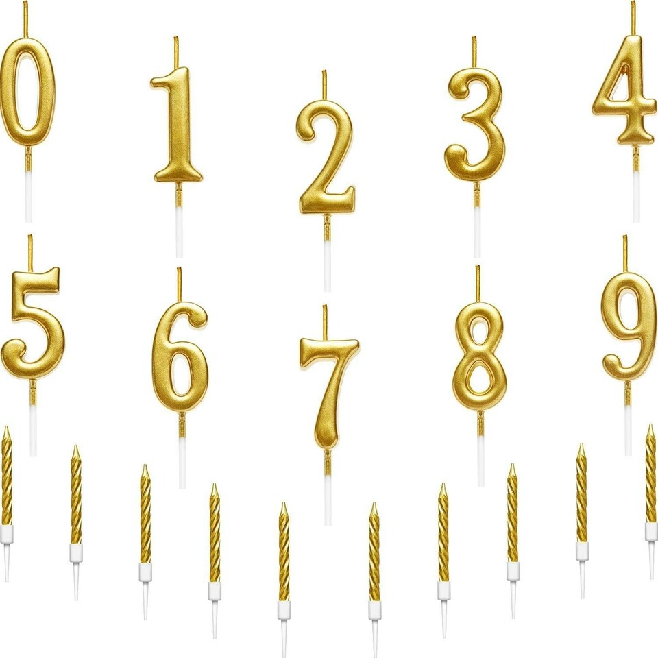 image 1 of Gold Number 4 Candle Gold