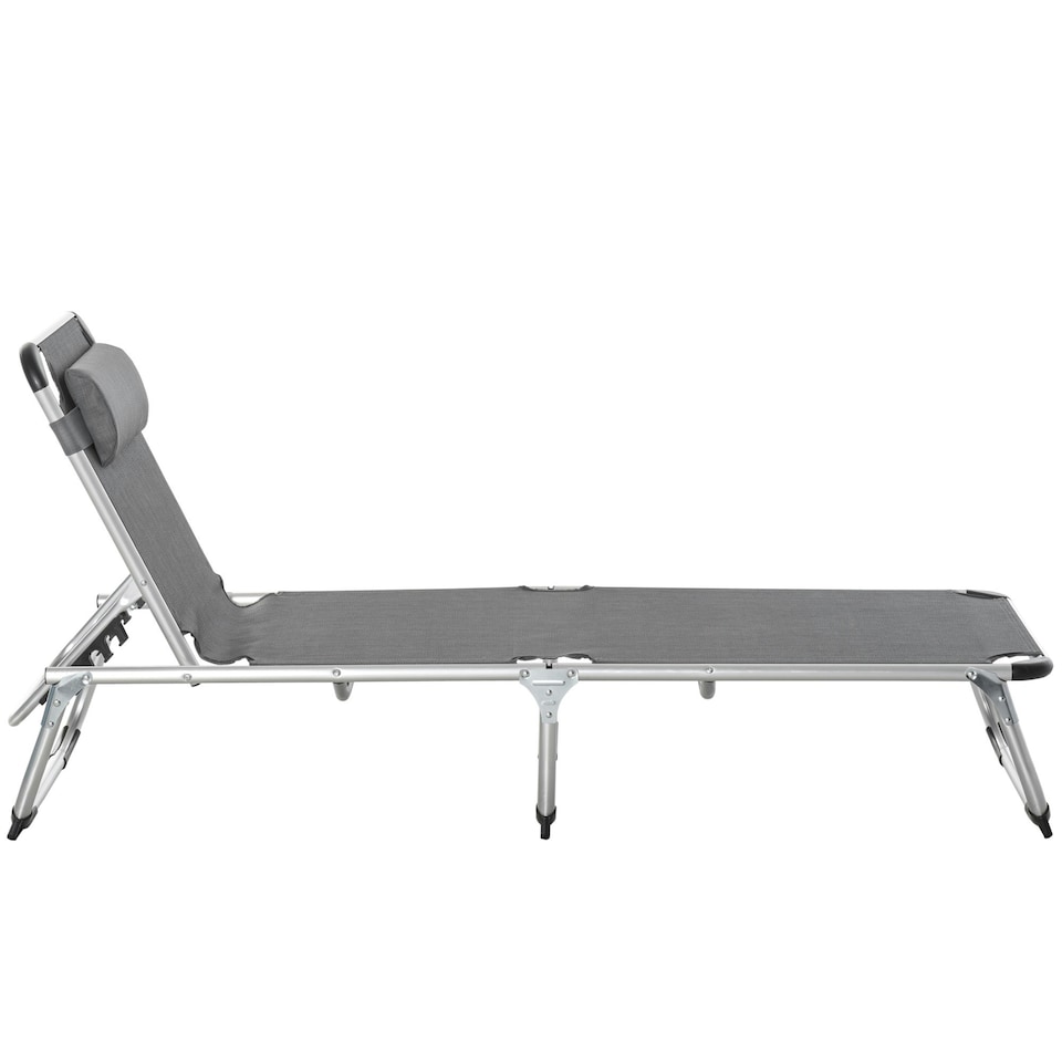 image 1 of Outsunny Folding Outdoor Reclining Sun Lounger Chair Aluminium Frame Dark Grey