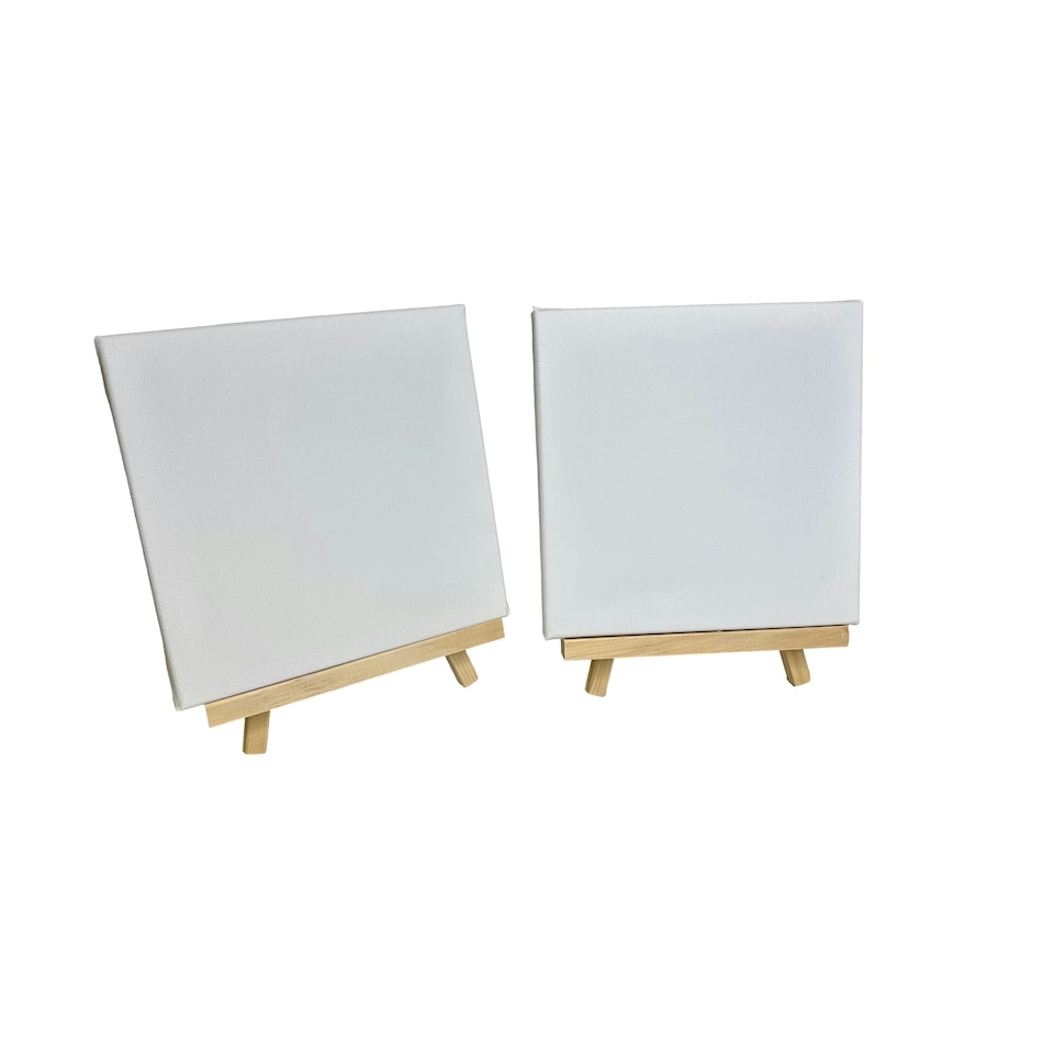 image 1 of 20x20cm Canvas and Wooden Easel Set