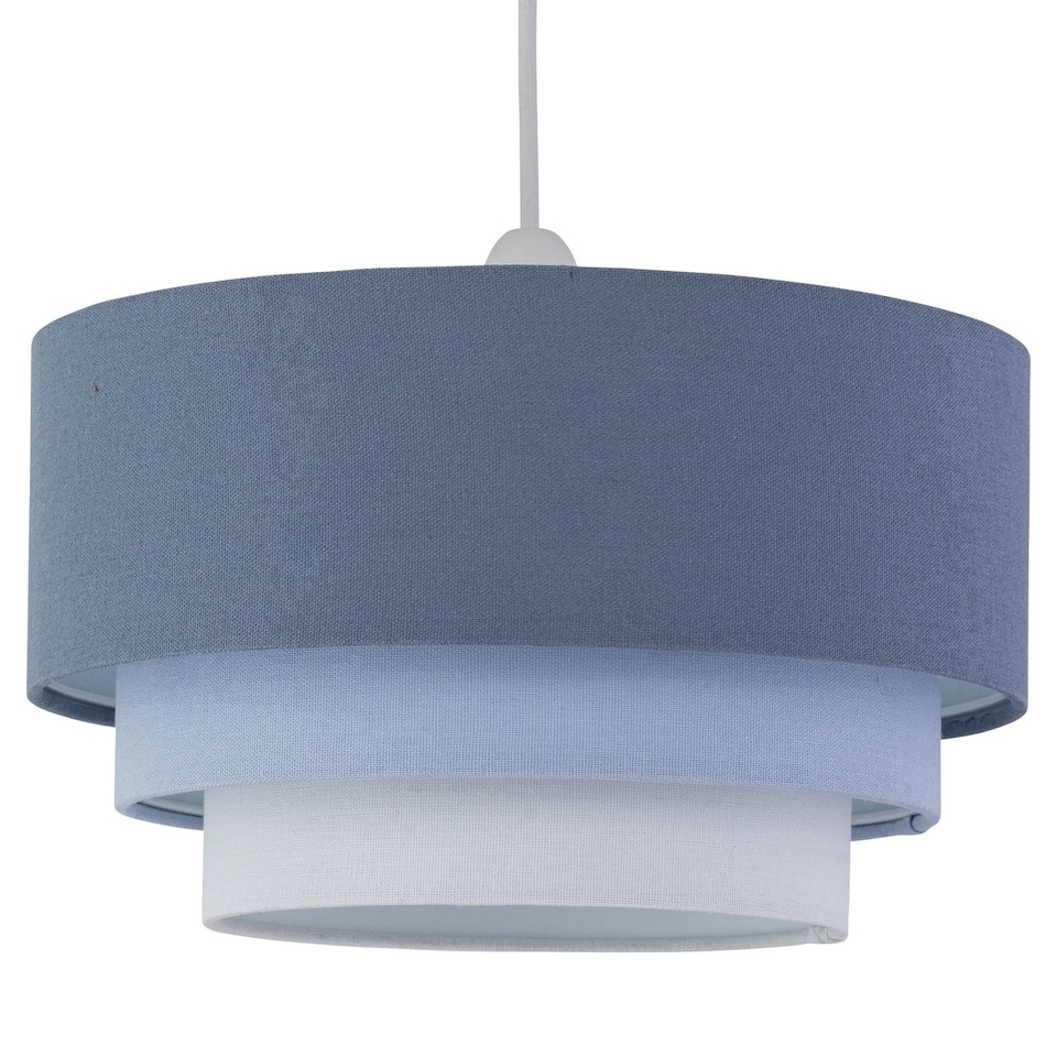 image 1 of Gabi - Blue Ombre Linen 3 Tier Ceiling Light Shade | Blue | Medium | 1