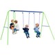 image 1 of Outsunny Metal Swings Set w Glider, Adjustable Height, Green | Green | Green