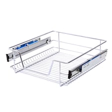 Living and Home 1Pcs Metal Sliding Pull Out Wire Basket Organizer For 400mm Cabinet | Silver