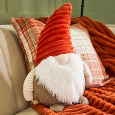 OHS Autumnal Halloween Gonk Pumpkin Ghost Ghoul Boo Matte Velvet Boucle Filled Decor Scatter Bed Chair Sofa Cushions Multi | Rust/Beige Gonk | 25cm