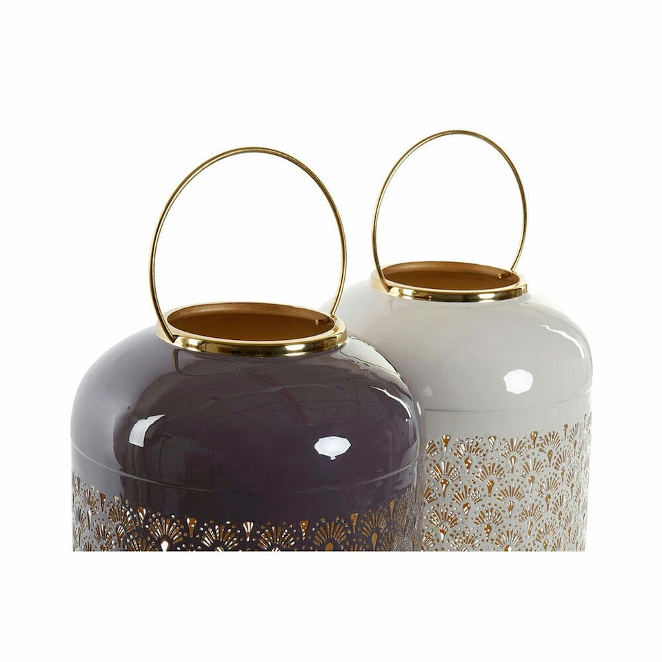 image 1 of Candleholder DKD Home Decor Beige Aluminium 24 x 24 x 57 cm Light mauve (2 Units) N/A